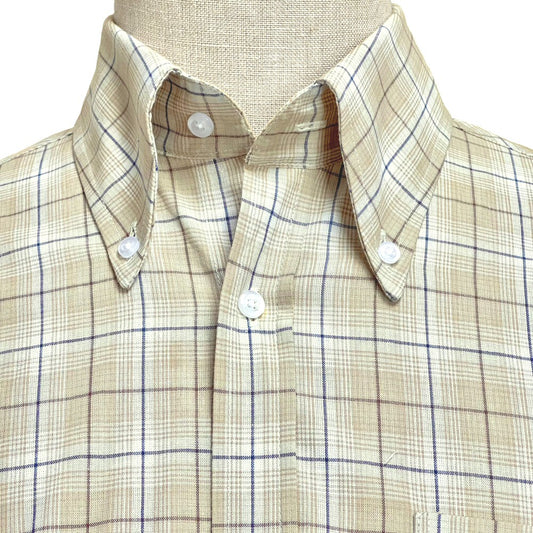 PRE-ORDER: Adaptor Clothing Check Short Sleeve Button Down Shirt Beige