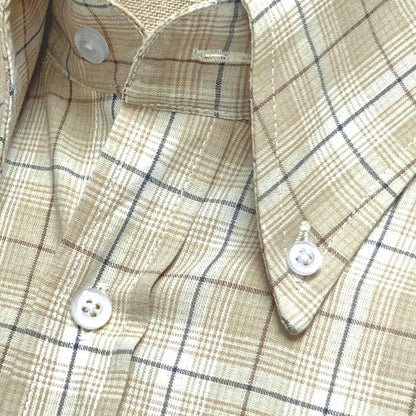 PRE-ORDER: Adaptor Clothing Check Long Sleeve Button Down Shirt Beige