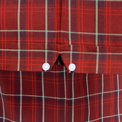 PRE-ORDER: Adaptor Clothing Check Short Sleeve Button Down Shirt Oxblood