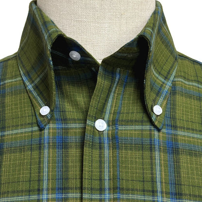 PRE-ORDER: Adaptor Clothing Check Short Sleeve Button Down Shirt Olive