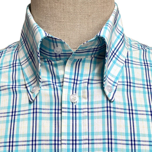 PRE-ORDER: Adaptor Clothing Check Long Sleeve Button Down Shirt Turquoise