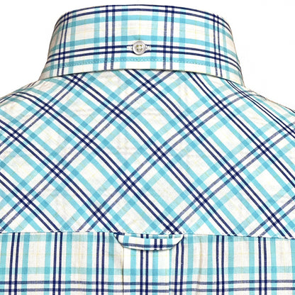 PRE-ORDER: Adaptor Clothing Check Short Sleeve Button Down Shirt Turquoise