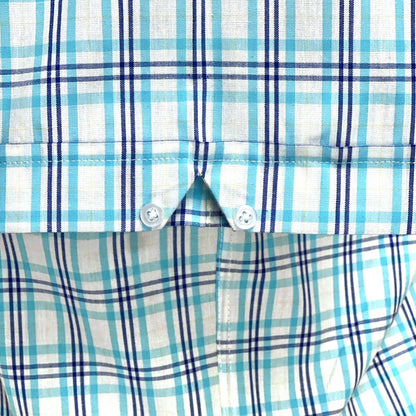 PRE-ORDER: Adaptor Clothing Check Short Sleeve Button Down Shirt Turquoise