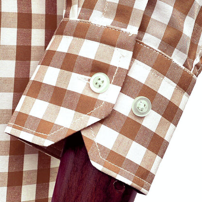 PRE-ORDER: Adaptor Clothing Gingham Long Sleeve Button Down Shirt Fawn