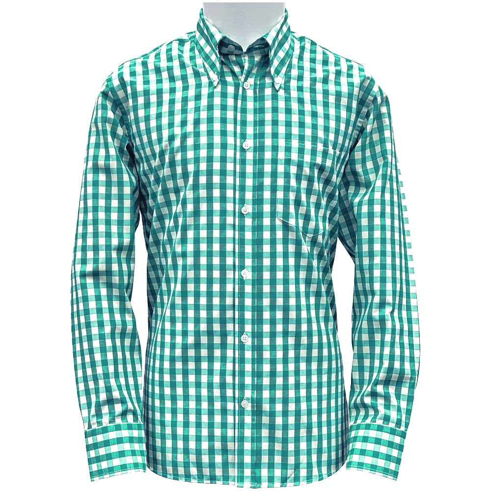 PRE-ORDER: Adaptor Clothing Gingham Long Sleeve Button Down Shirt Jade