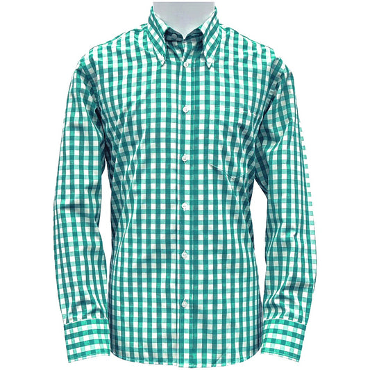 PRE-ORDER: Adaptor Clothing Gingham Long Sleeve Button Down Shirt Jade