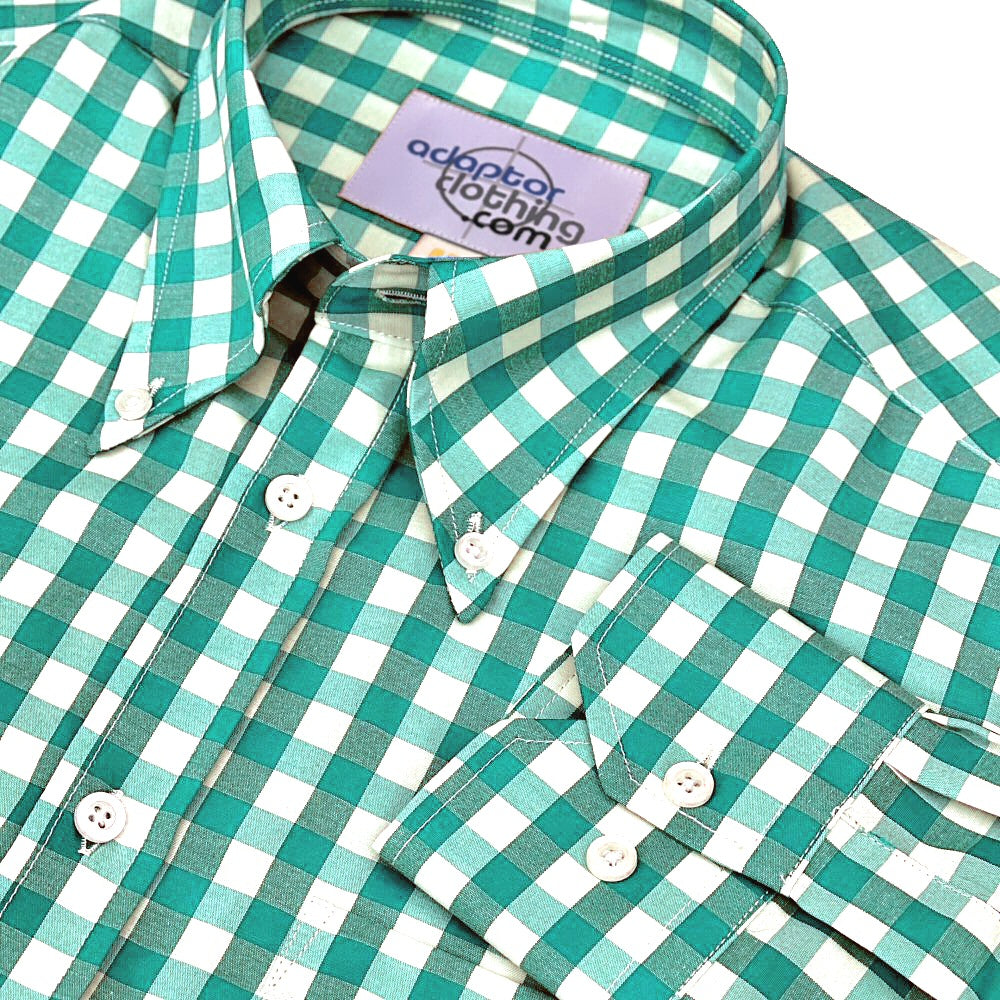 PRE-ORDER: Adaptor Clothing Gingham Long Sleeve Button Down Shirt Jade