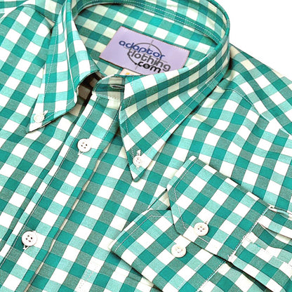 PRE-ORDER: Adaptor Clothing Gingham Long Sleeve Button Down Shirt Jade