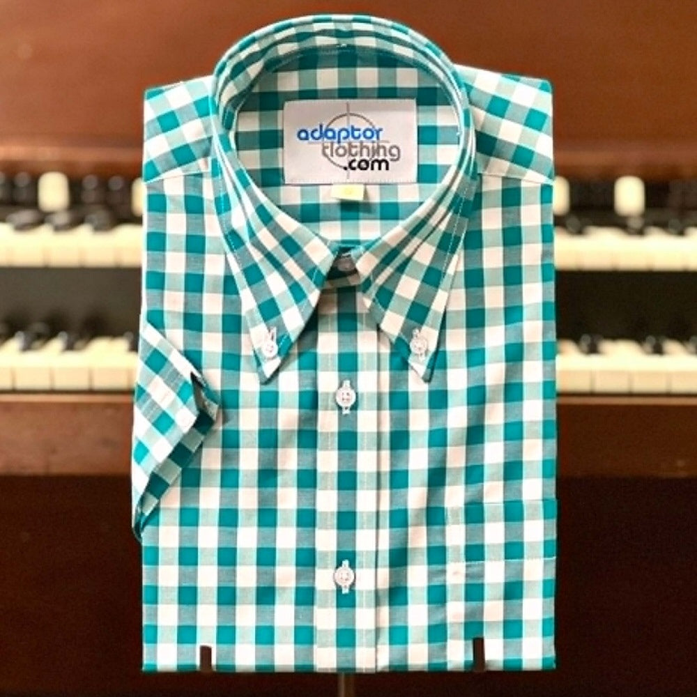PRE-ORDER: Adaptor Clothing Gingham Short Sleeve Button Down Shirt Jade