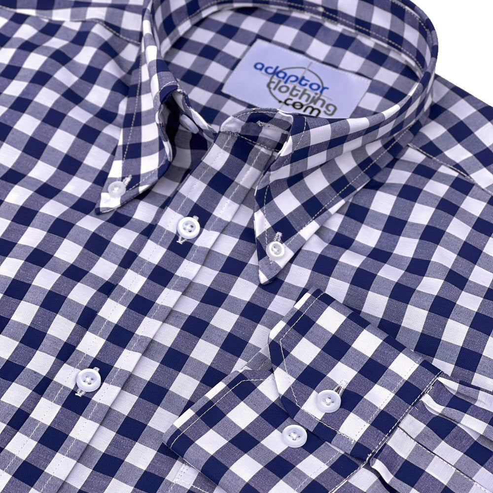 Adaptor Clothing Gingham Long Sleeve Button Down Shirt Navy