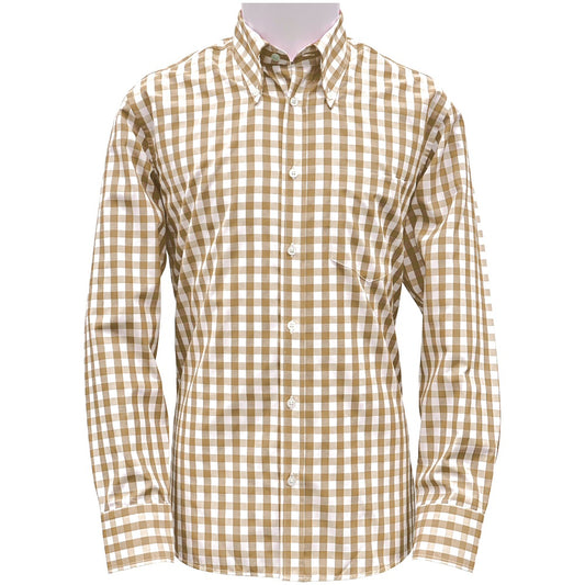 PRE-Order: Adaptor Clothing Gingham Long Sleeve Button Down Shirt Stone