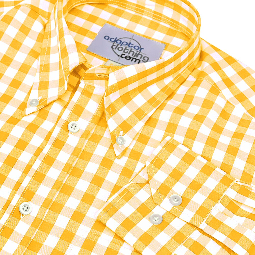 PRE-Order: Adaptor Clothing Gingham Long Sleeve Button Down Shirt Yellow
