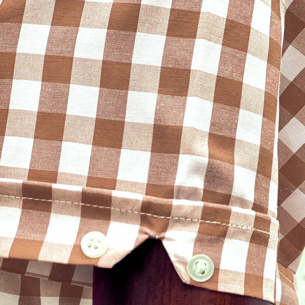 PRE-ORDER: Adaptor Clothing Gingham Short Sleeve Button Down Shirt Fawn