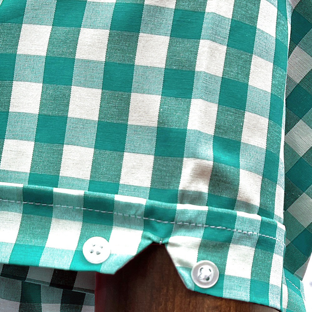 PRE-ORDER: Adaptor Clothing Gingham Short Sleeve Button Down Shirt Jade