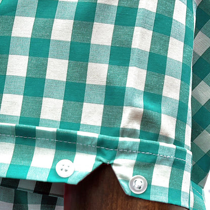 PRE-ORDER: Adaptor Clothing Gingham Short Sleeve Button Down Shirt Jade