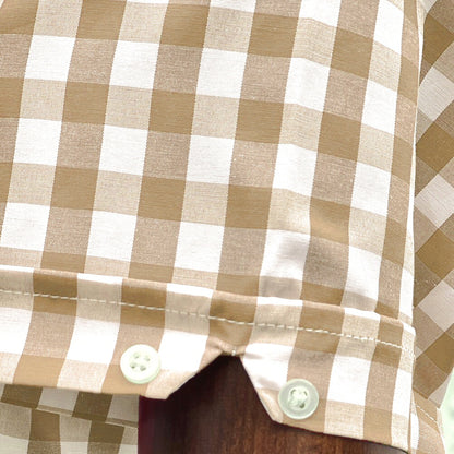PRE-Order: Adaptor Clothing Gingham Short Sleeve Button Down Shirt Stone