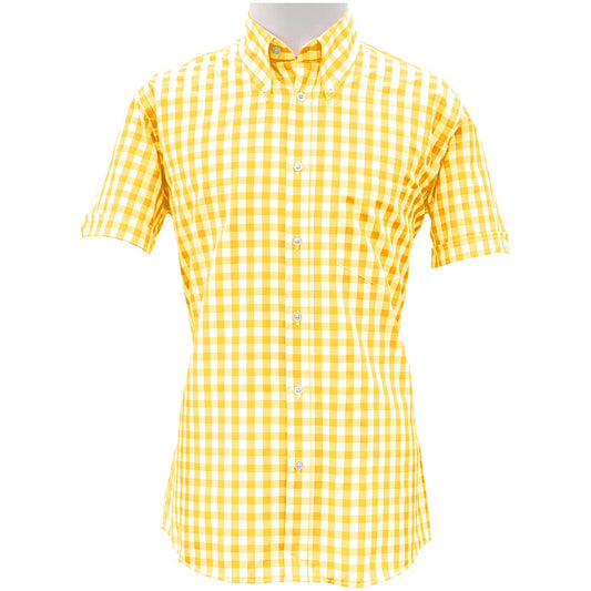 PRE-Order: Adaptor Clothing Gingham Short Sleeve Button Down Shirt Yellow