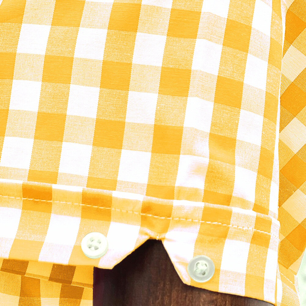 PRE-Order: Adaptor Clothing Gingham Short Sleeve Button Down Shirt Yellow