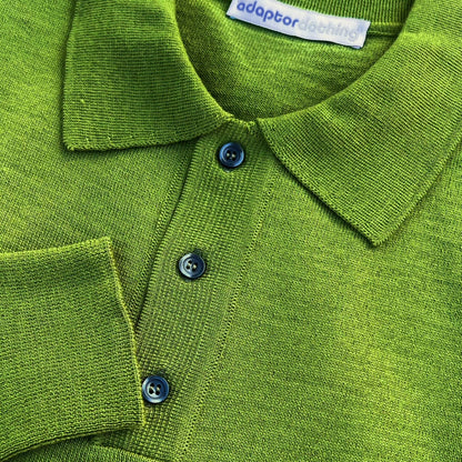 Adaptor Clothing Made in Italy Merino Wool Fine Gauge Knit POLO Moss Green