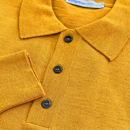 Adaptor Clothing Made in Italy Merino Wool Fine Gauge Knit POLO Harvest Gold
