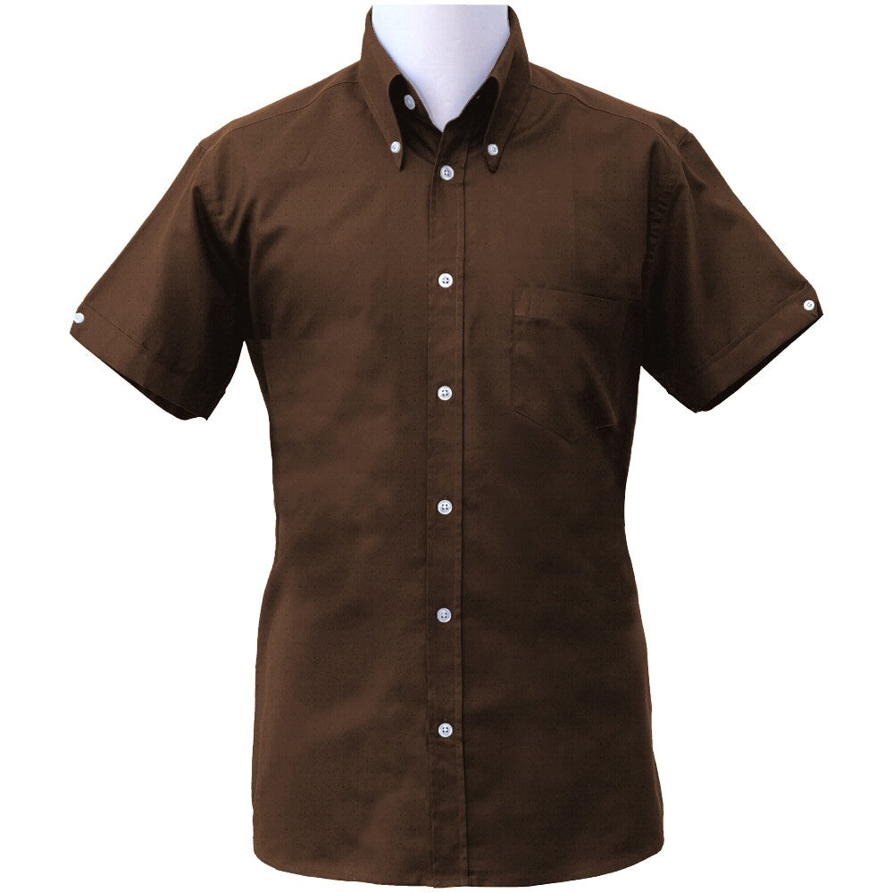 Adaptor Clothing Oxford Short Sleeve Button Down Shirt Brown