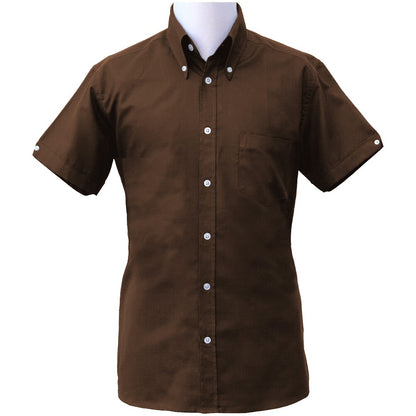 Adaptor Clothing Oxford Short Sleeve Button Down Shirt Brown