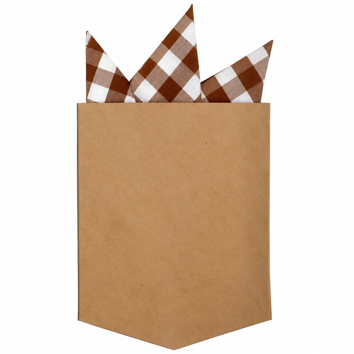 Adaptor Clothing Matching Folded Pocket Square Gingham Brown