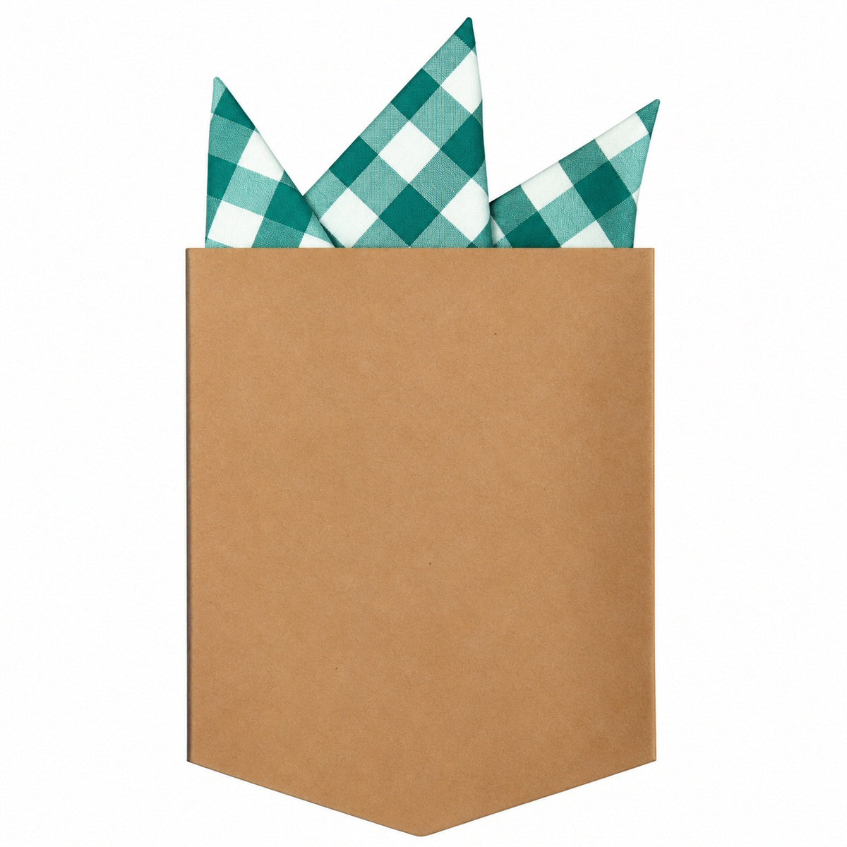 Adaptor Clothing Matching Folded Pocket Square Gingham Jade