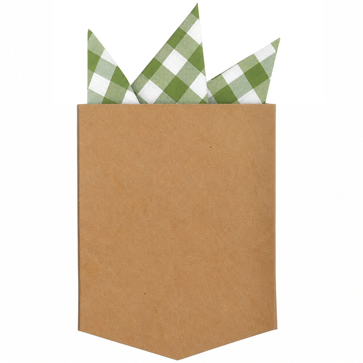 Adaptor Clothing Matching Folded Pocket Square Gingham Moss