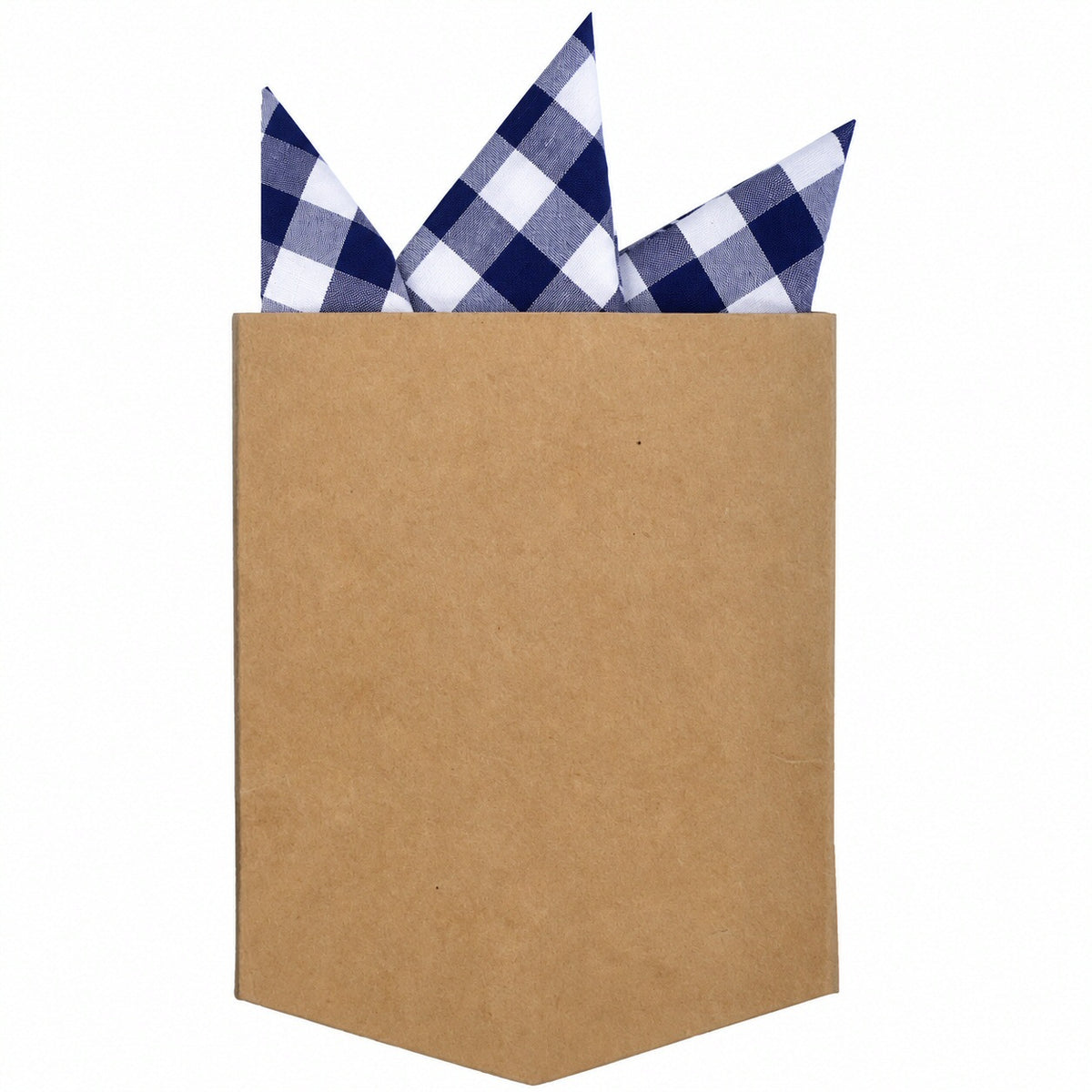 Adaptor Clothing Matching Folded Pocket Square Gingham Navy