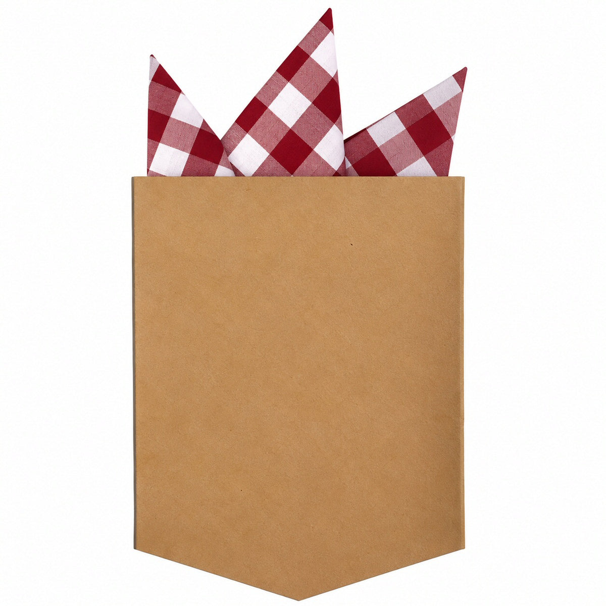 Adaptor Clothing Matching Folded Pocket Square Gingham Wine