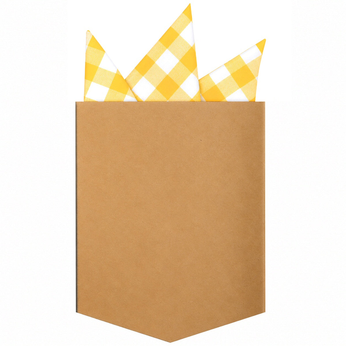 Adaptor Clothing Matching Folded Pocket Square Gingham Yellow