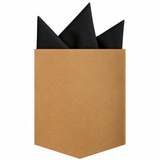Adaptor Clothing Matching Folded Pocket Square Oxford Black