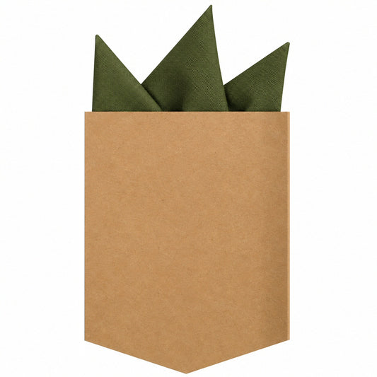 Adaptor Clothing Matching Folded Pocket Square Oxford Olive