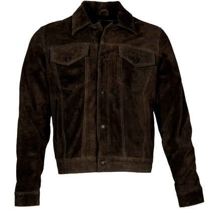 Adaptor Clothing Suede Trucker Jacket Deep Brown