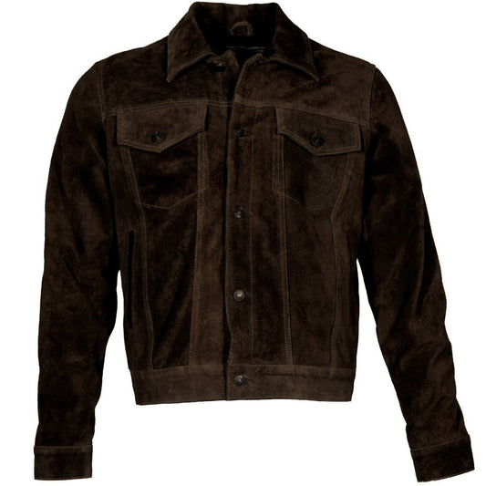 Adaptor Clothing Suede Trucker Jacket Deep Brown
