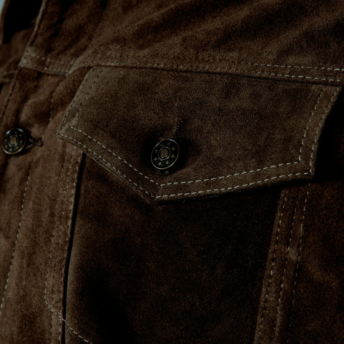 Adaptor Clothing Suede Trucker Jacket Deep Brown
