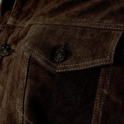 Adaptor Clothing Suede Trucker Jacket Deep Brown