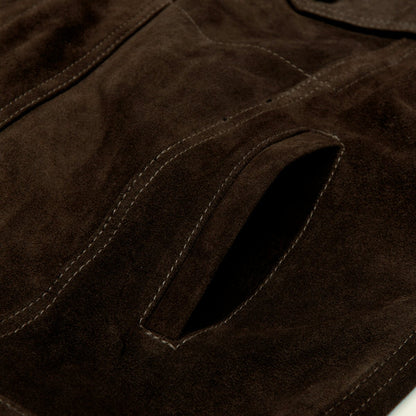 Adaptor Clothing Suede Trucker Jacket Deep Brown