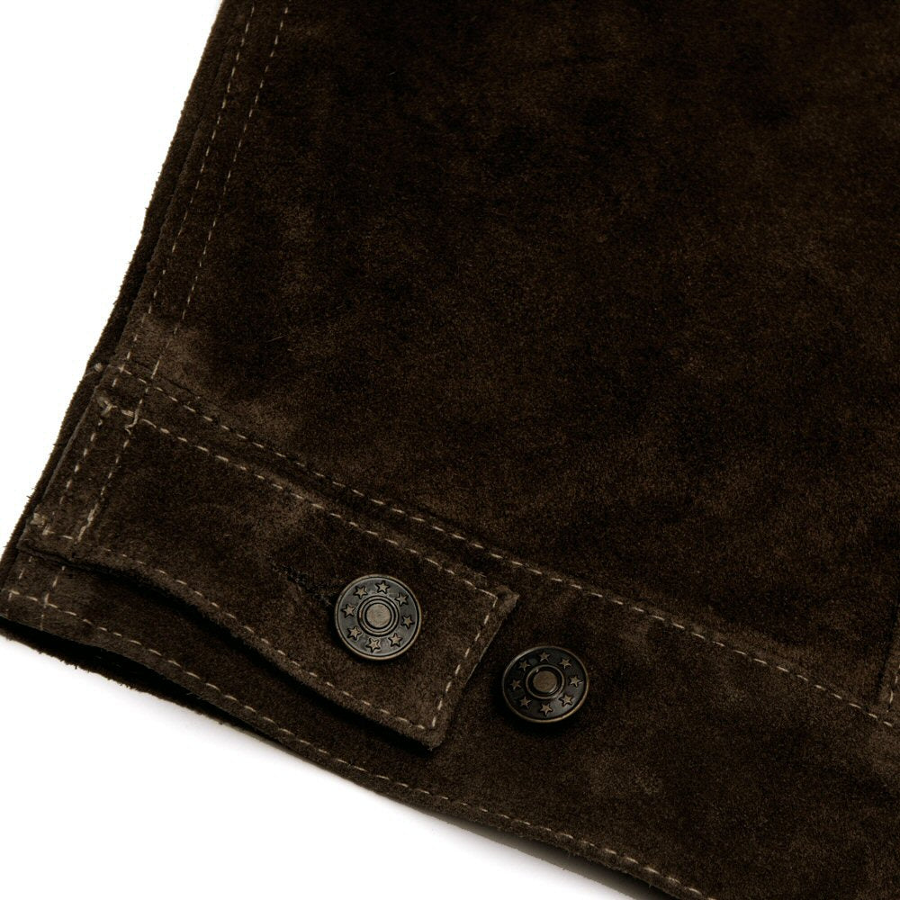 Adaptor Clothing Suede Trucker Jacket Deep Brown