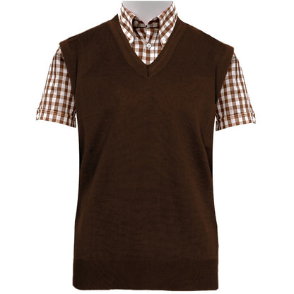 Franco Ponti Made in Italy Merino Wool V-Neck SLIPOVER Chocolate