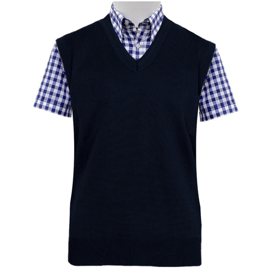 Franco Ponti Made in Italy Merino Wool V-Neck SLIPOVER Navy