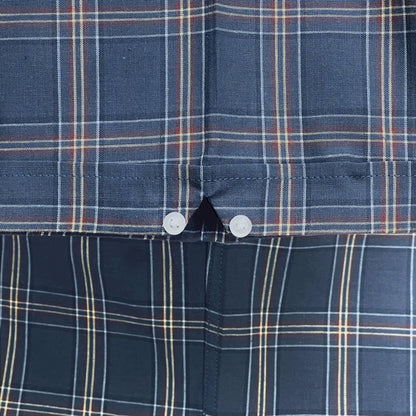 PRE-ORDER: Adaptor Clothing Check Short Sleeve Button Down Shirt Mid Blue