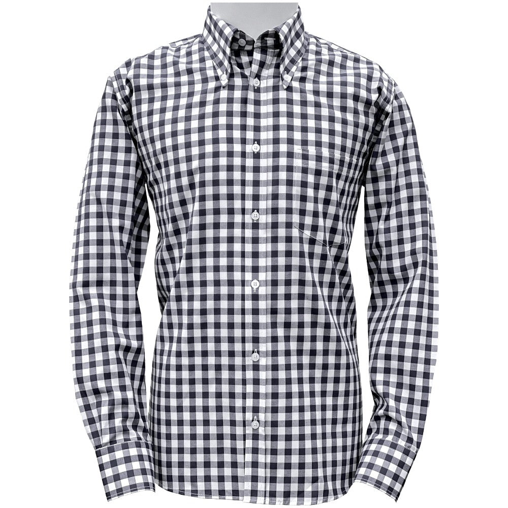 PRE-ORDER: Adaptor Clothing Gingham Long Sleeve Button Down Shirt Black