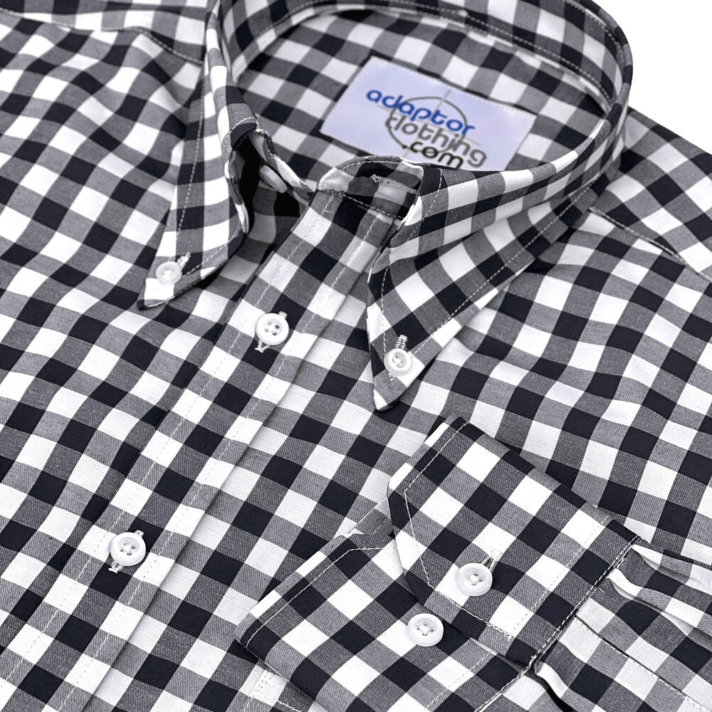 PRE-ORDER: Adaptor Clothing Gingham Long Sleeve Button Down Shirt Black