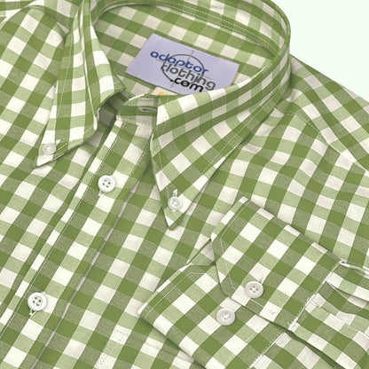 Adaptor Clothing Gingham Long Sleeve Button Down Shirt Moss