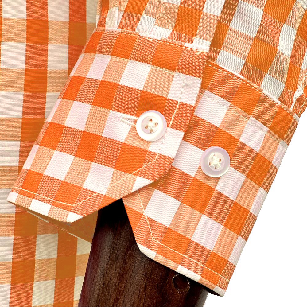 Adaptor Clothing Gingham Long Sleeve Button Down Shirt Orange