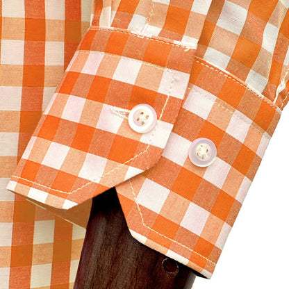 Adaptor Clothing Gingham Long Sleeve Button Down Shirt Orange