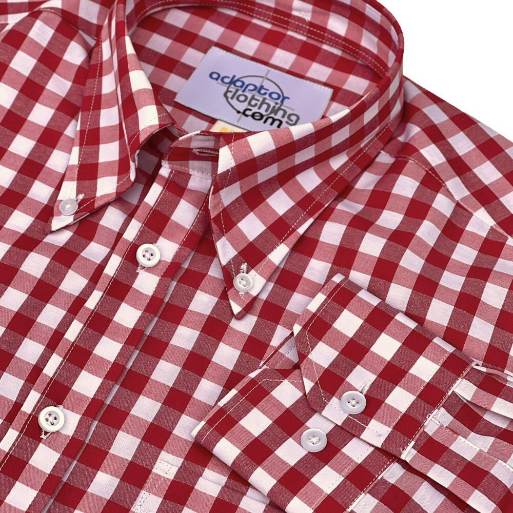 Adaptor Clothing Gingham Long Sleeve Button Down Shirt Wine