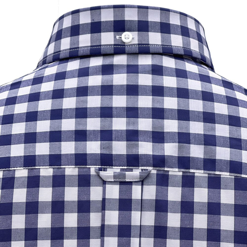Adaptor Clothing Gingham Short Sleeve Button Down Shirt Navy